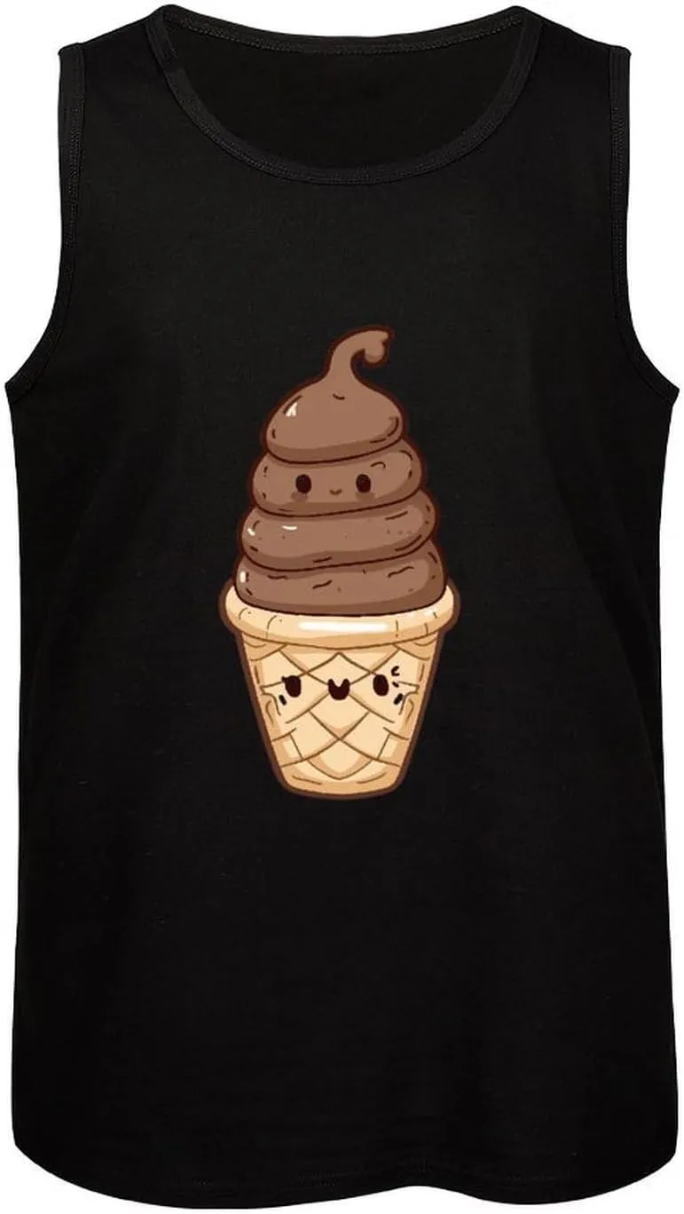 Shit on Top of Ice-Cream Mens Tank Top Cotton Undershirt Crewneck Sleeveless Shirt for Summer