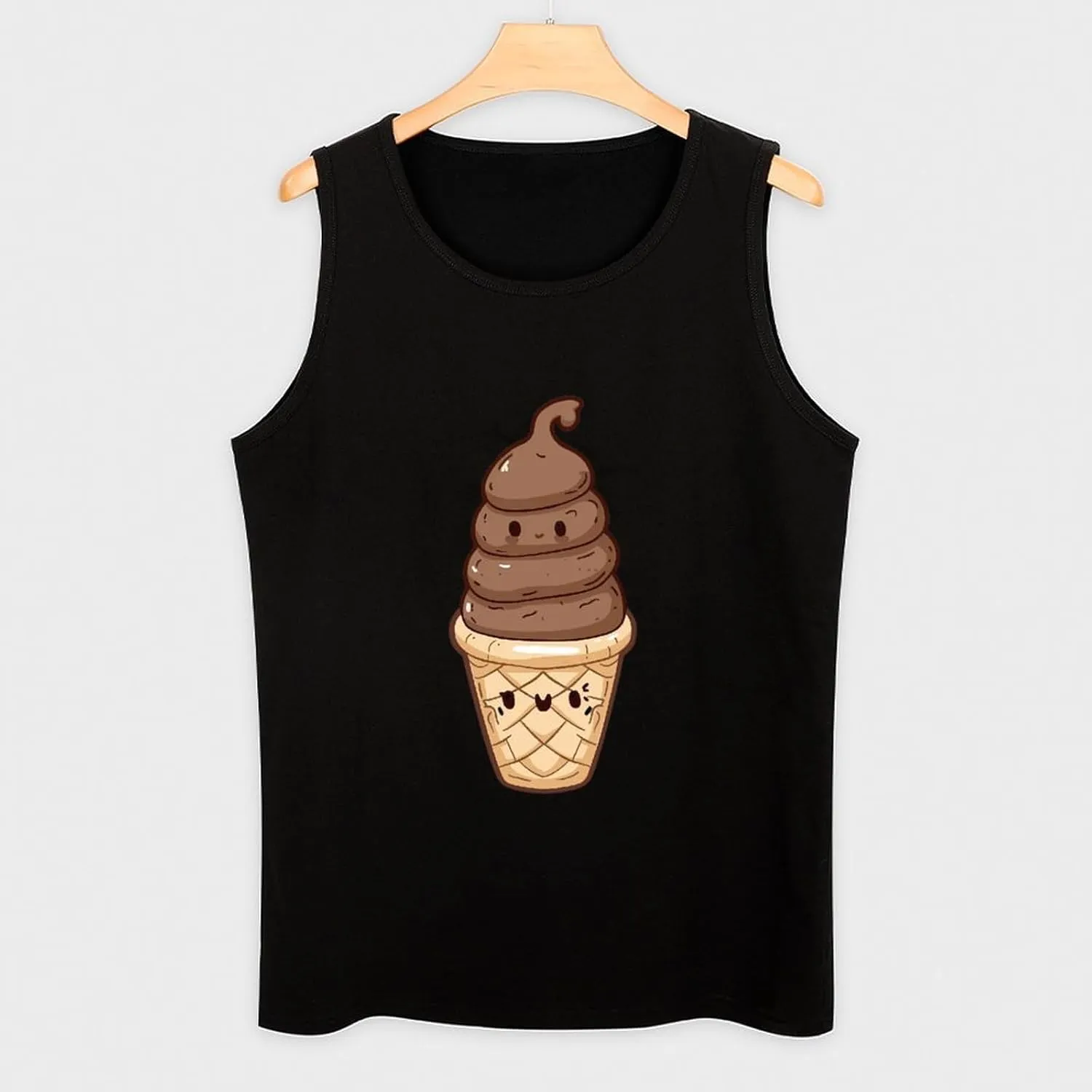 Shit on Top of Ice-Cream Mens Tank Top Cotton Undershirt Crewneck Sleeveless Shirt for Summer