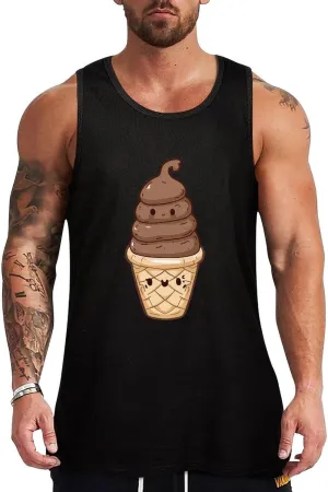 Shit on Top of Ice-Cream Mens Tank Top Cotton Undershirt Crewneck Sleeveless Shirt for Summer