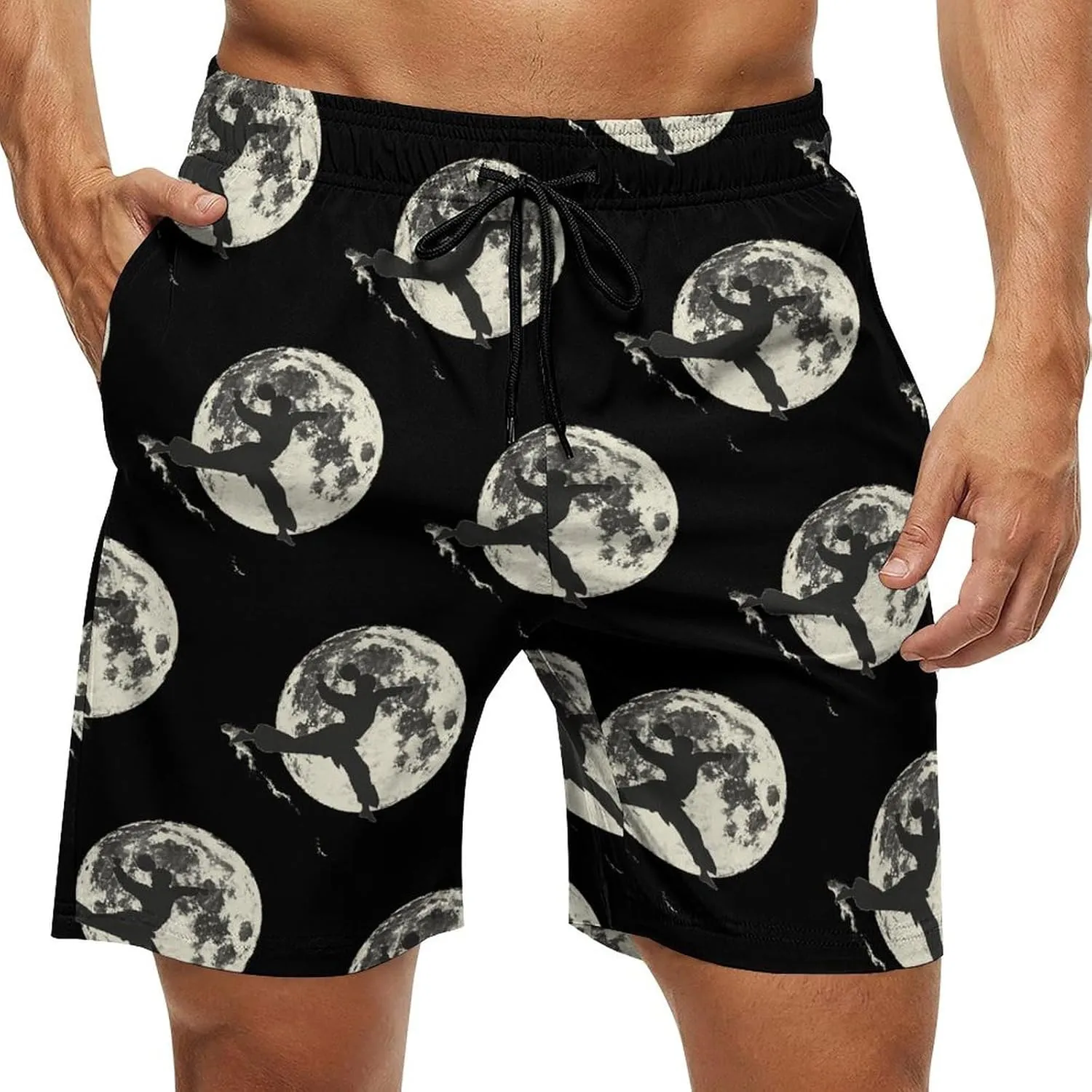 Silhouette Karate Martial ArtsTaekwondo Men's Swim Trunks Quick Dry Board Shorts Breathable Summer Beach Shorts Bathing Suits
