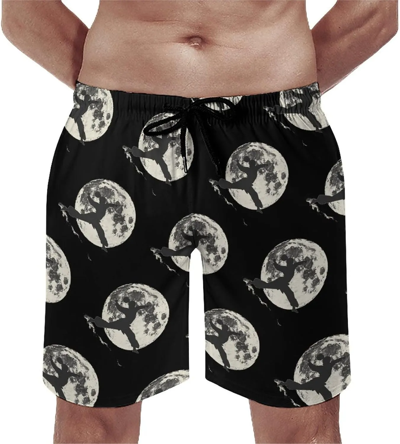 Silhouette Karate Martial ArtsTaekwondo Men's Swim Trunks Quick Dry Board Shorts Breathable Summer Beach Shorts Bathing Suits