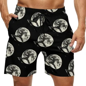 Silhouette Karate Martial ArtsTaekwondo Men's Swim Trunks Quick Dry Board Shorts Breathable Summer Beach Shorts Bathing Suits
