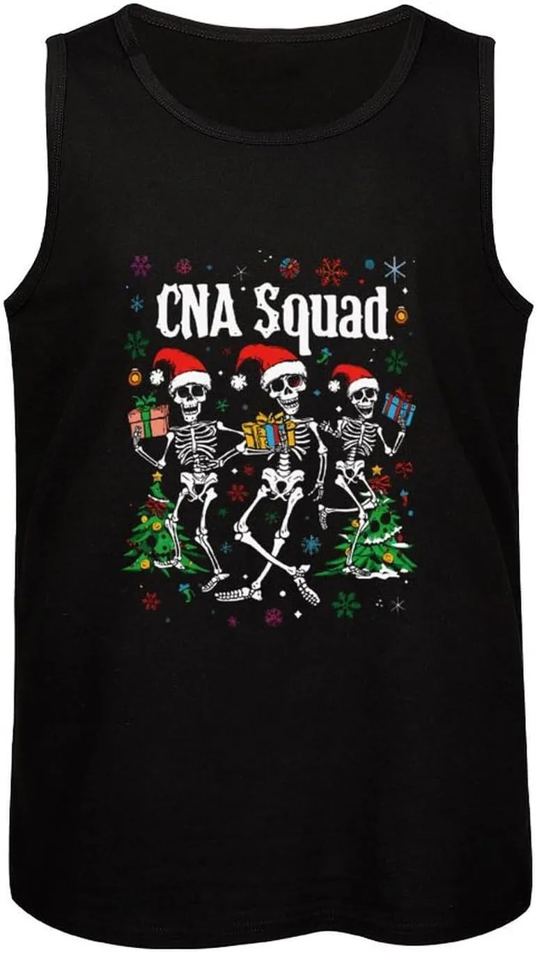 Skeleton CNA Dance Christmas Mens Tank Top Cotton Undershirt Crewneck Sleeveless Shirt for Summer