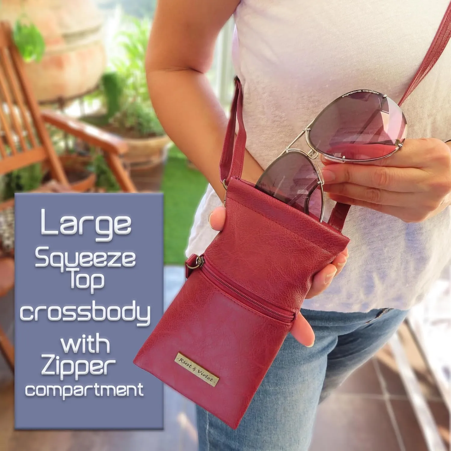 Soft Sunglass Pouch - Extra Large Eyeglasses Holder squeeze top - Glasses Holder Sleeve w/Wristlet lanyard & cleaning cloth