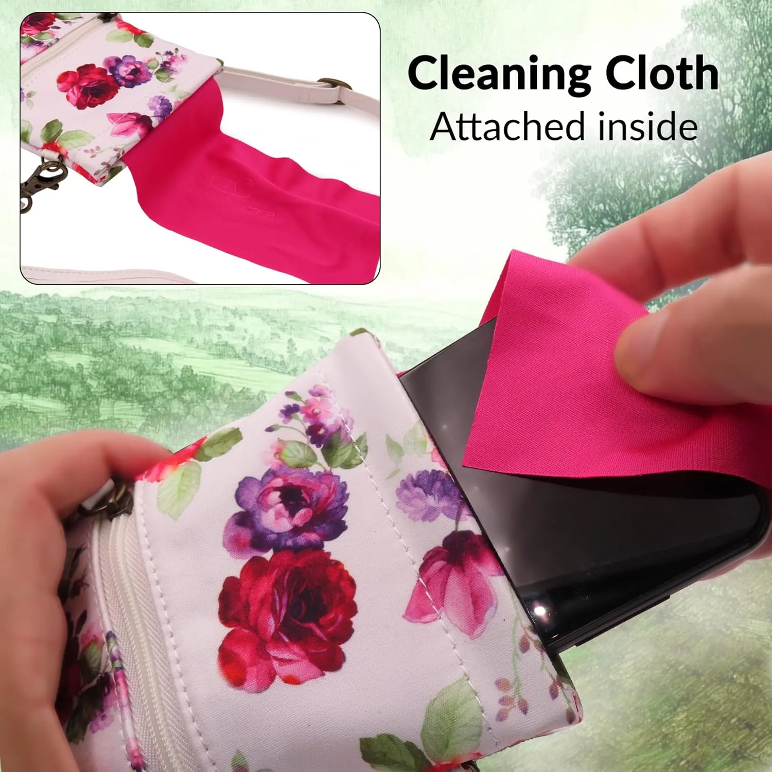 Soft Sunglass Pouch - Extra Large Eyeglasses Holder squeeze top - Glasses Holder Sleeve w/Wristlet lanyard & cleaning cloth