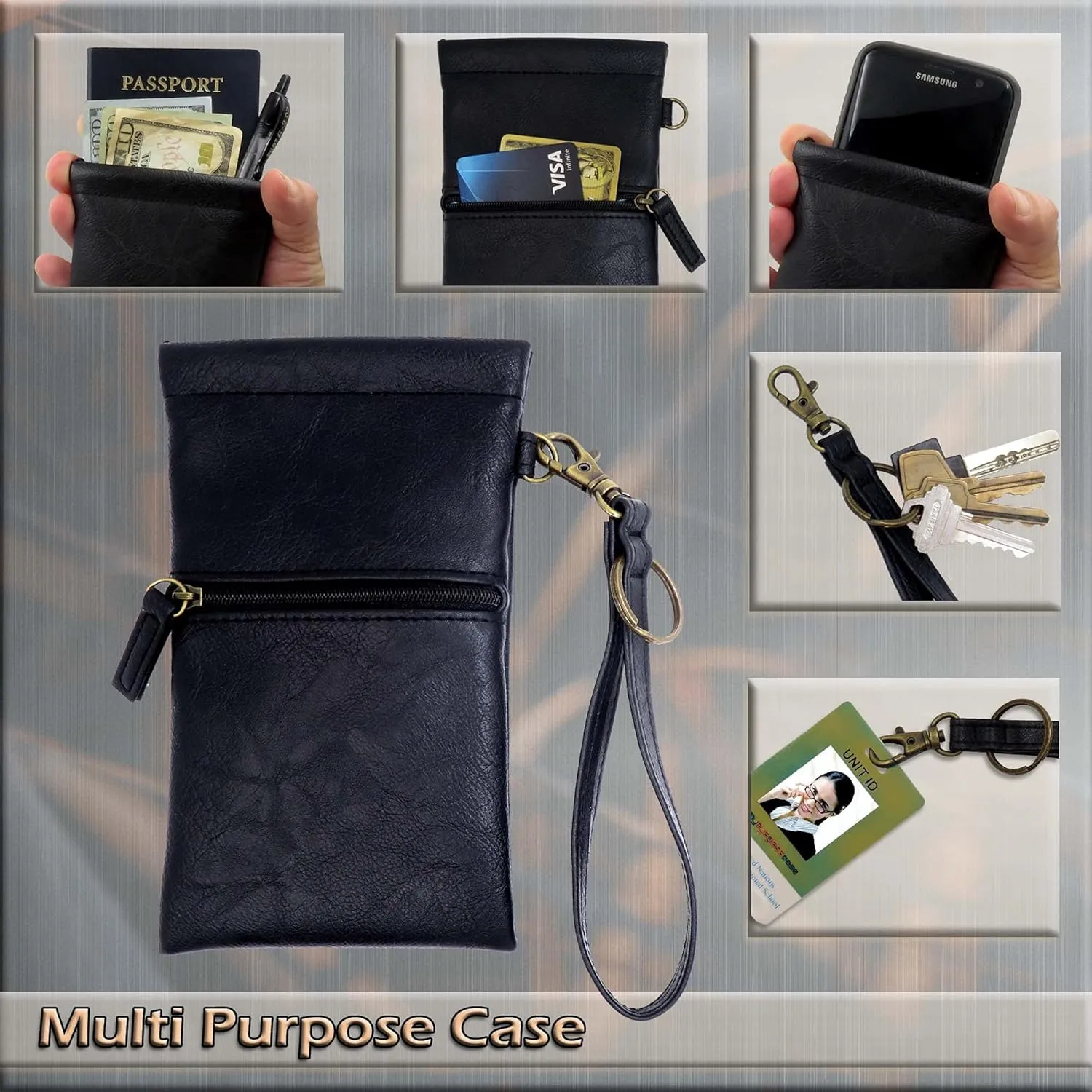 Soft Sunglass Pouch - Extra Large Eyeglasses Holder squeeze top - Glasses Holder Sleeve w/Wristlet lanyard & cleaning cloth