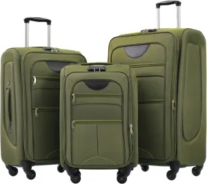 Softside Luggage Expandable 3pcs Set  Army Green Upright Spinner Suitcase, Lightweight Softshell Travel Bag Set With Tsa Lock, Durable & Stylish