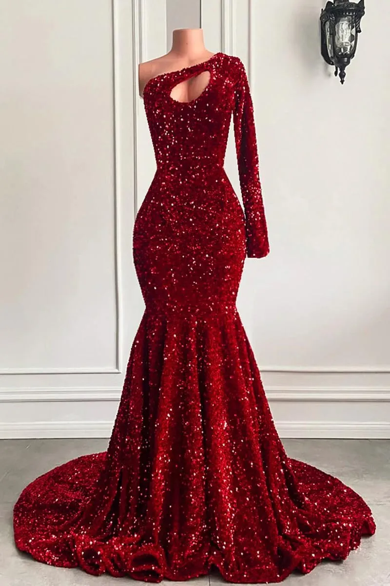 SOLODISH Women's Long Sleeve Sparkly Sequin Prom Dresses Long Corset Mermaid Formal Evening Gown