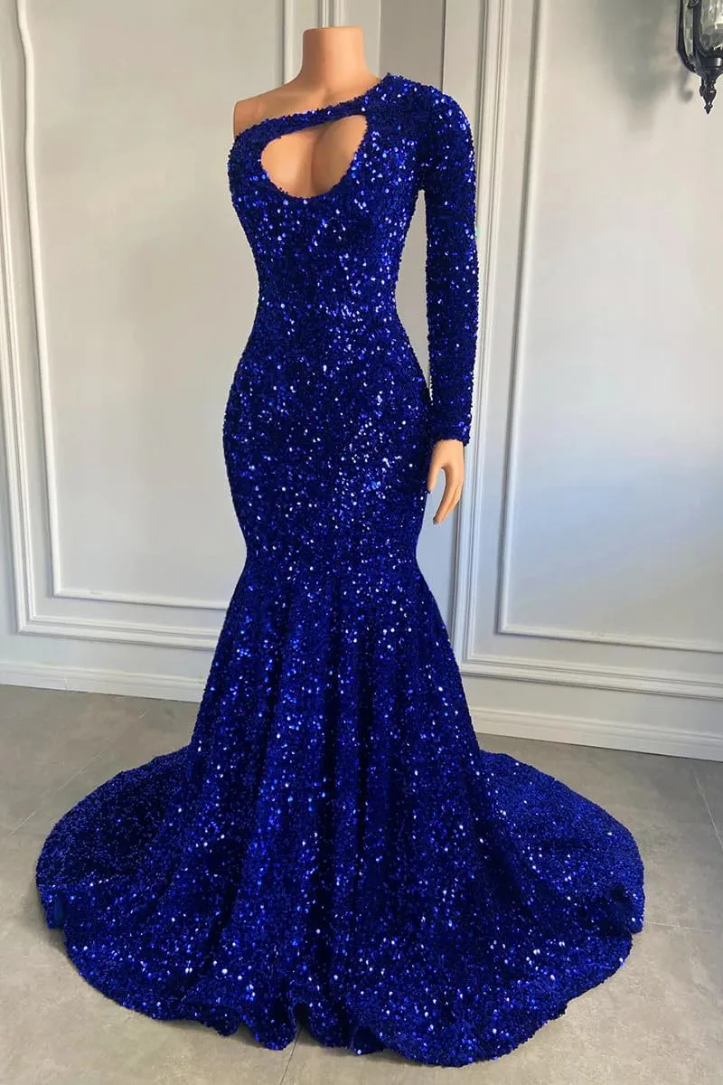 SOLODISH Women's Long Sleeve Sparkly Sequin Prom Dresses Long Corset Mermaid Formal Evening Gown