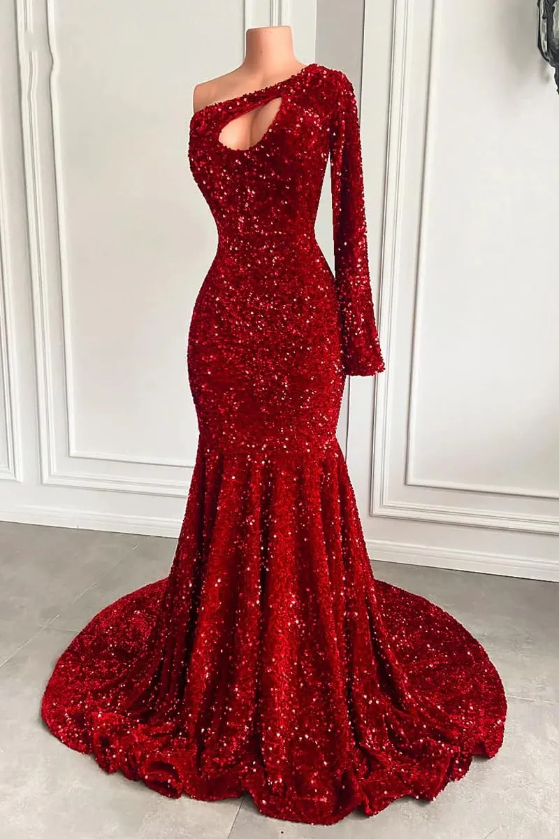 SOLODISH Women's Long Sleeve Sparkly Sequin Prom Dresses Long Corset Mermaid Formal Evening Gown
