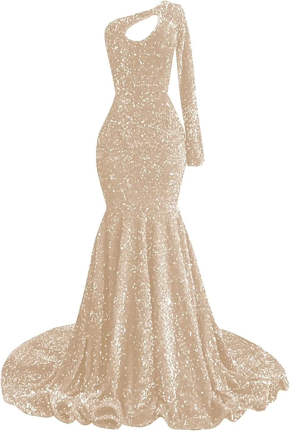 SOLODISH Women's Long Sleeve Sparkly Sequin Prom Dresses Long Corset Mermaid Formal Evening Gown