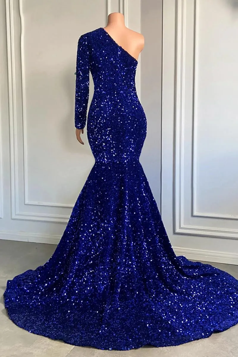 SOLODISH Women's Long Sleeve Sparkly Sequin Prom Dresses Long Corset Mermaid Formal Evening Gown