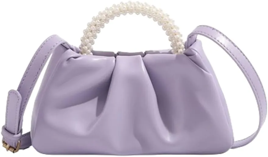 Solyinne Clutch Purses for Women Evening Bag Pearl Pleated Flap Clutch for Formal Party Wedding Handbags Small Crossbody Bag