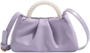 Solyinne Clutch Purses for Women Evening Bag Pearl Pleated Flap Clutch for Formal Party Wedding Handbags Small Crossbody Bag