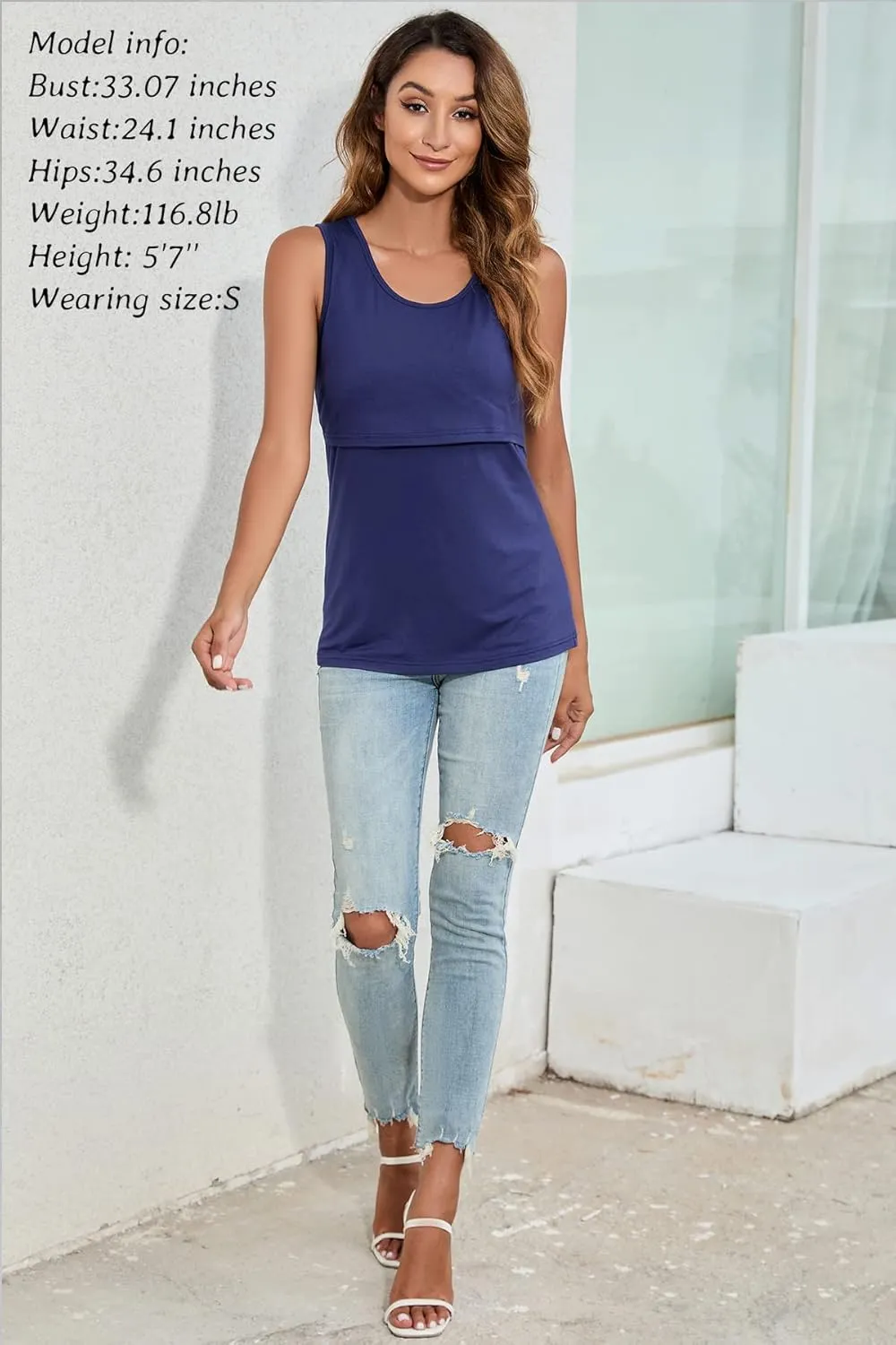 Sosolism 3 Pack Nursing Tank Tops Sleeveless Workout Pumping Shirts Scoop Neck Double Layer Summer Breastfeeding Tops