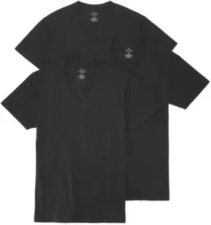 Stafford 3 Pack Cotton Stretch V-Neck T-Shirts (Black, XX-Large)