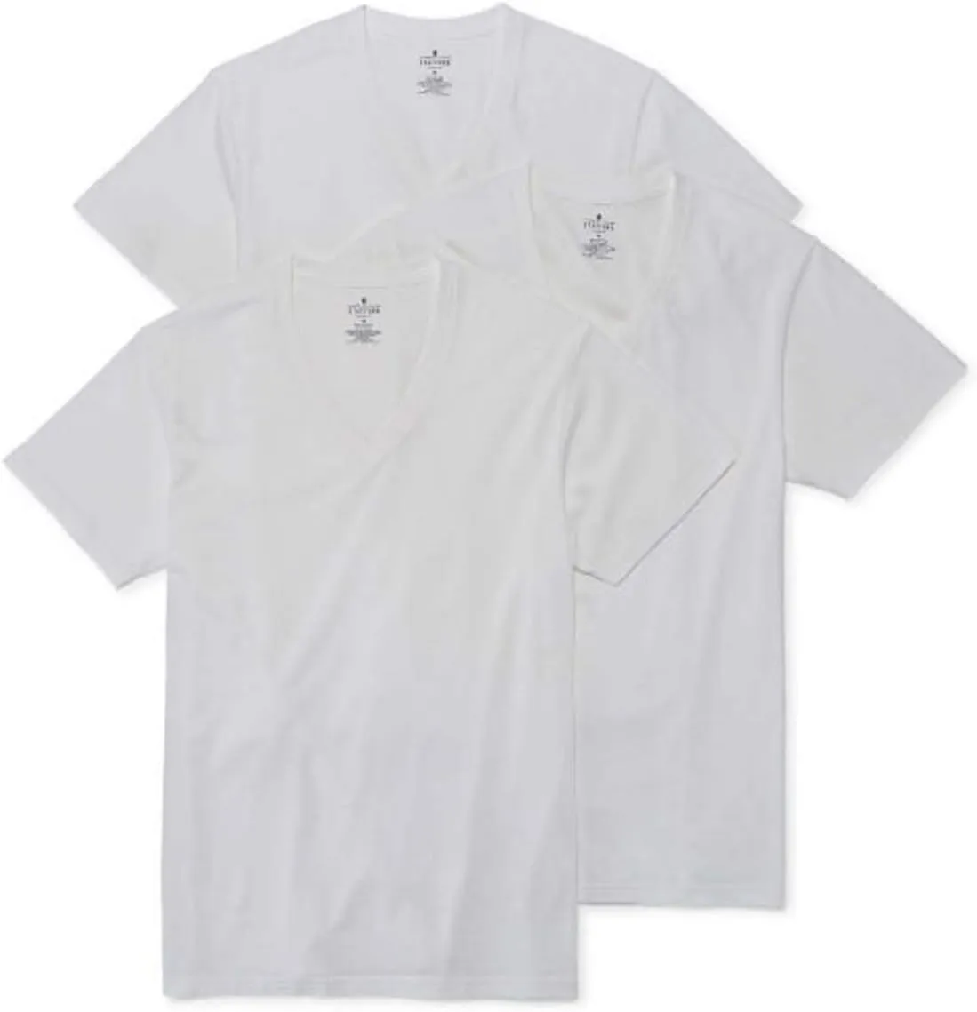Stafford 3 Pack Cotton Stretch V-Neck T-Shirts (White, Large)