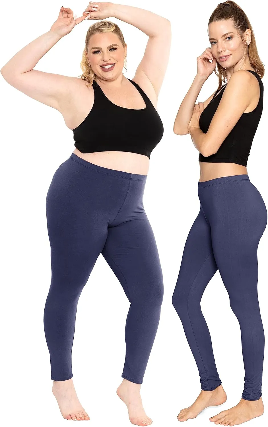 STRETCH IS COMFORT Women's and Plus Size Oh So Soft Full and Knee Length Leggings | Basic Essentials | Small to 7X