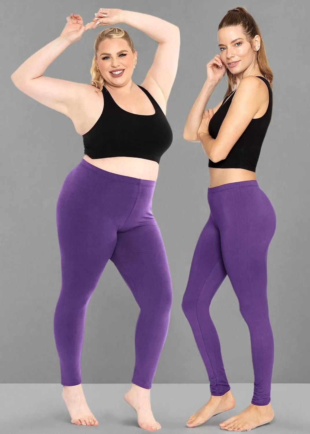 STRETCH IS COMFORT Women's and Plus Size Oh So Soft Full and Knee Length Leggings | Basic Essentials | Small to 7X