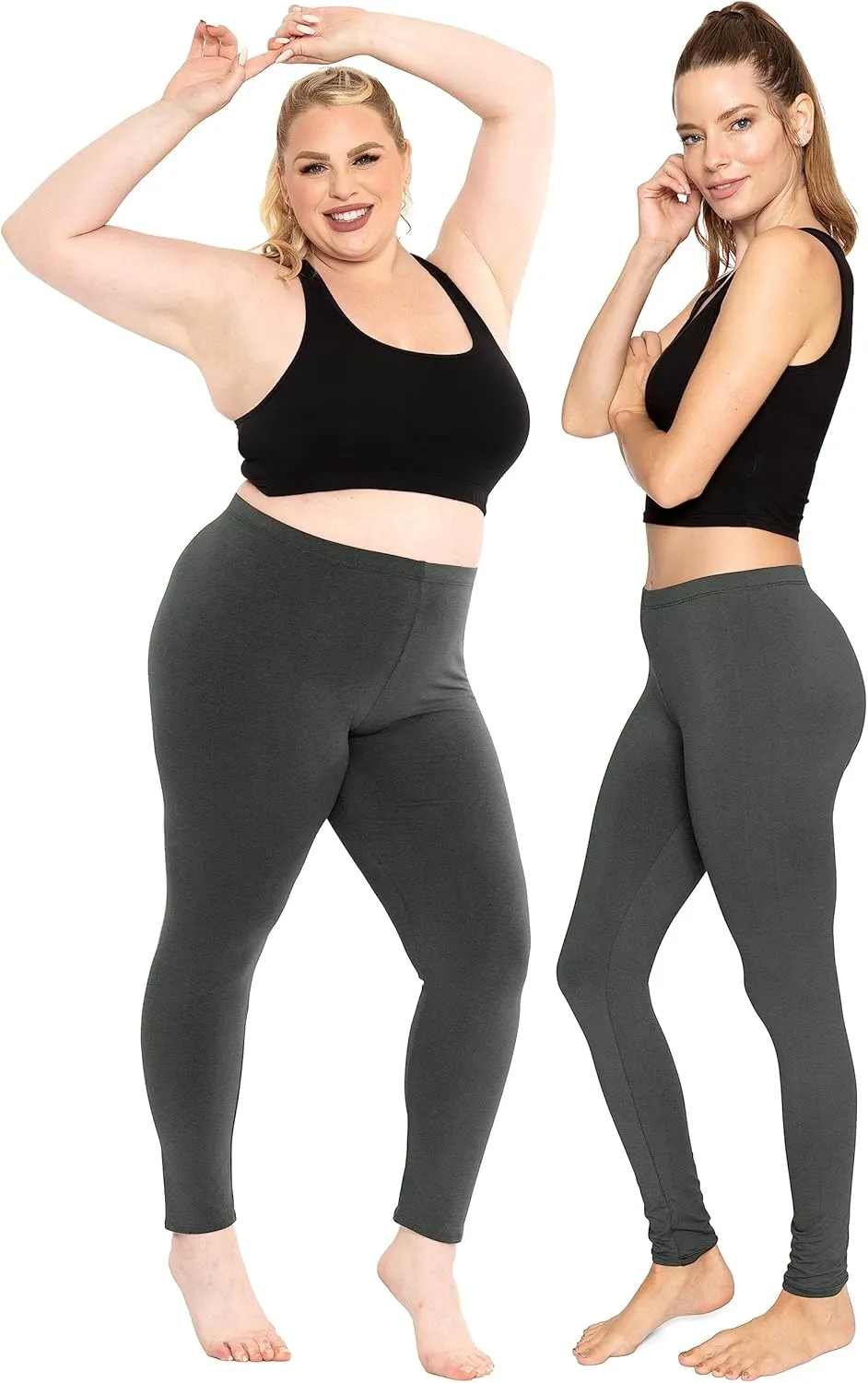 STRETCH IS COMFORT Women's and Plus Size Oh So Soft Full and Knee Length Leggings | Basic Essentials | Small to 7X
