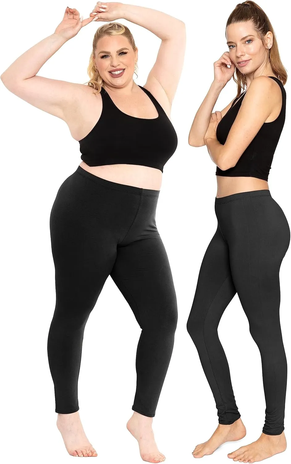 STRETCH IS COMFORT Women's and Plus Size Oh So Soft Full and Knee Length Leggings | Basic Essentials | Small to 7X