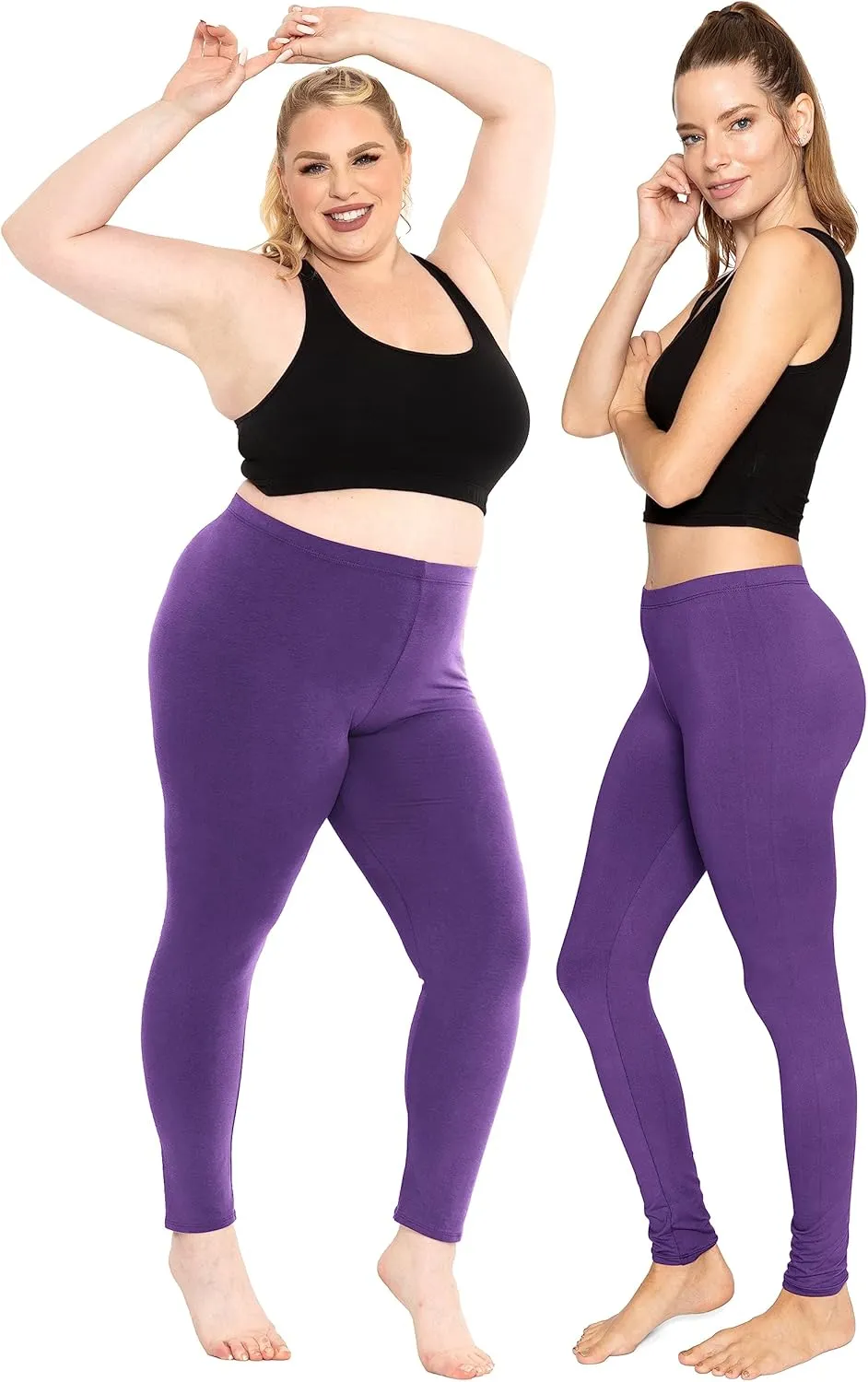 STRETCH IS COMFORT Women's and Plus Size Oh So Soft Full and Knee Length Leggings | Basic Essentials | Small to 7X