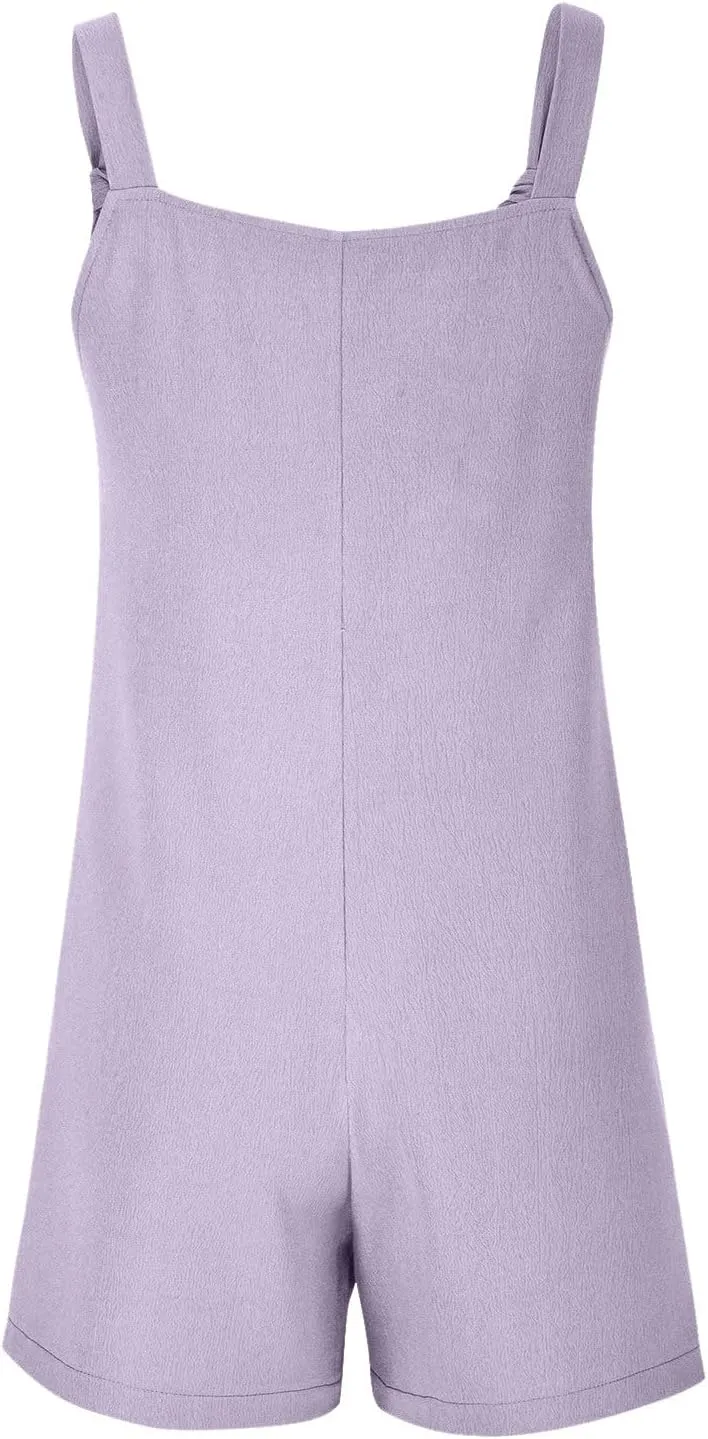 Summer Rompers for Women 2025 Casual Loose Shorts Jumpsuits Comfy Sleeveless Rompers with Pockets Outfits Clothes