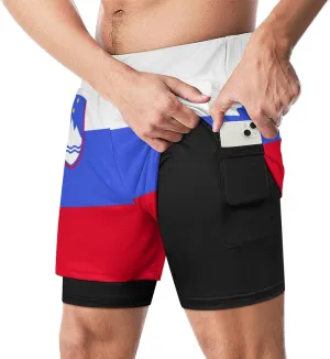 TAIZIYEAH Beach Shorts Slovenia Flag Men's Casual Swimming Trunks with Pockets Quick-Drying Sports Beach Pants XL