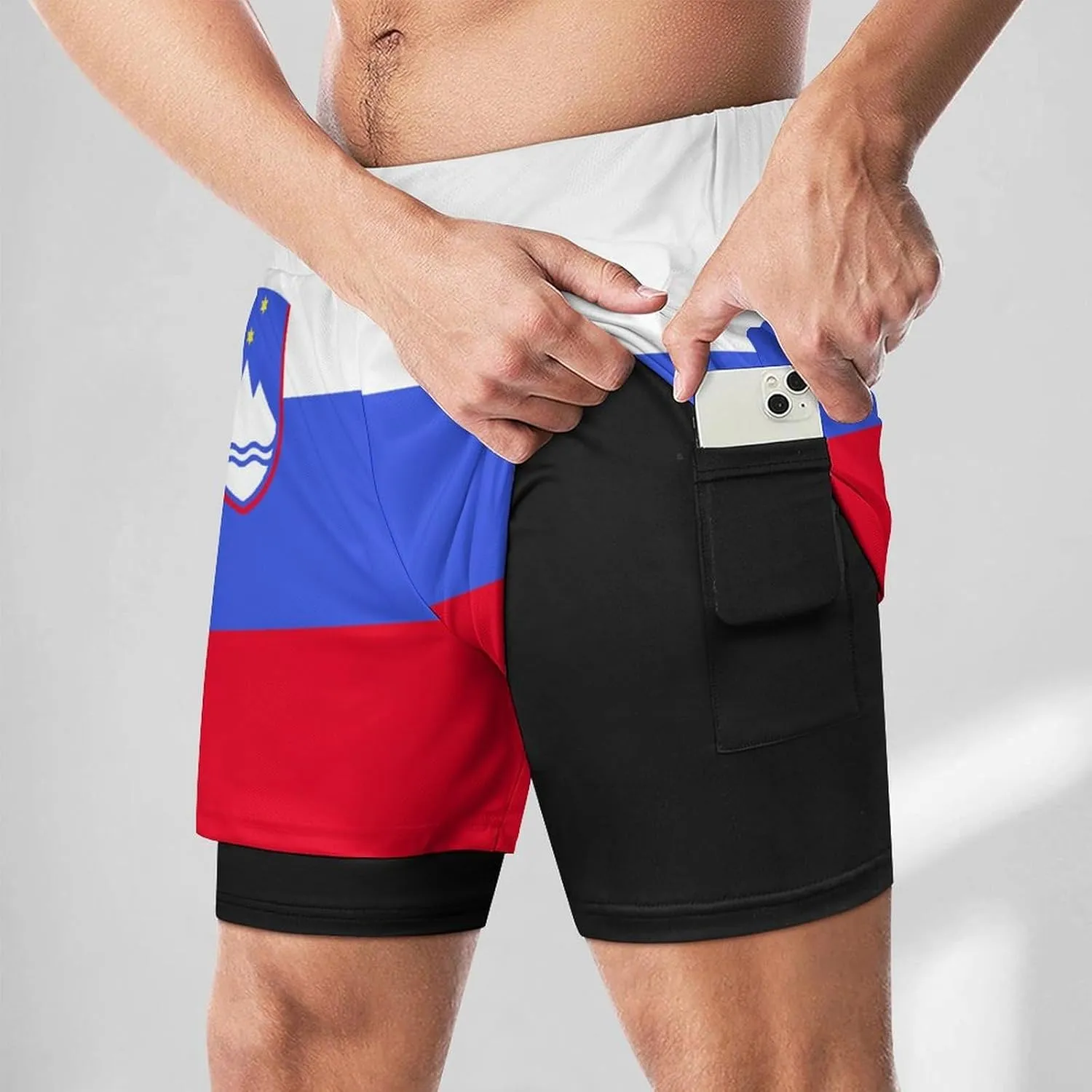 TAIZIYEAH Beach Shorts Slovenia Flag Men's Casual Swimming Trunks with Pockets Quick-Drying Sports Beach Pants XL