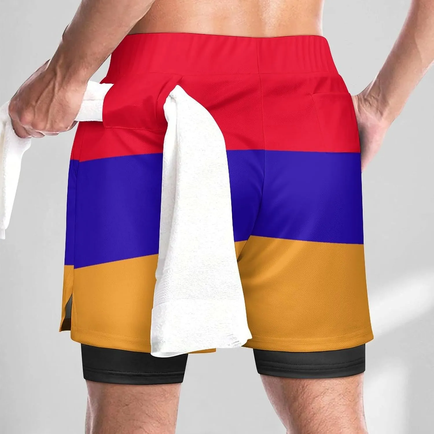 TAIZIYEAH Men's Sports Beach Pants Armenian Flag Swim Trunks Walk Short Fashion Quick Dry Beach Shorts L