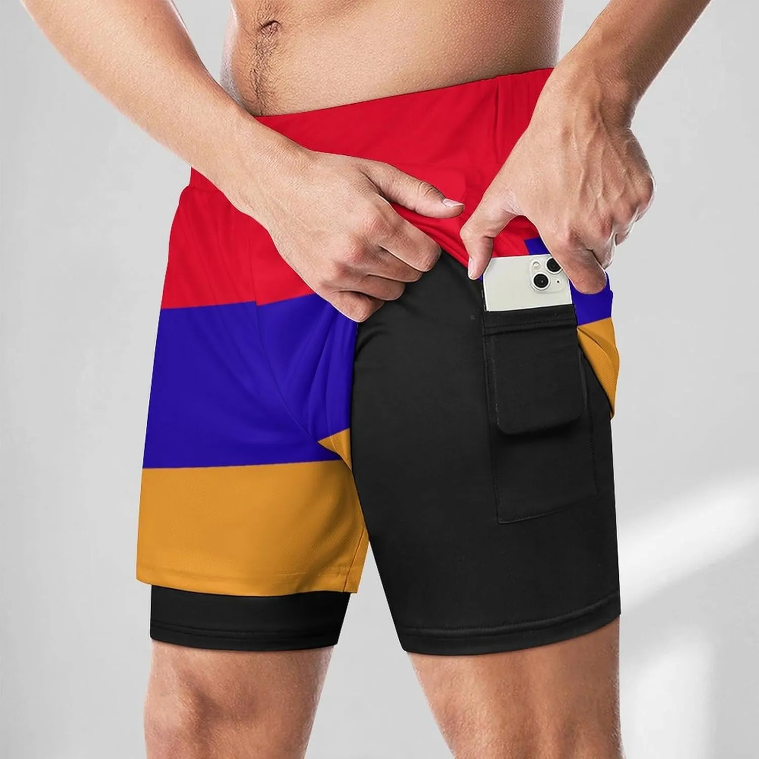 TAIZIYEAH Men's Sports Beach Pants Armenian Flag Swim Trunks Walk Short Fashion Quick Dry Beach Shorts L
