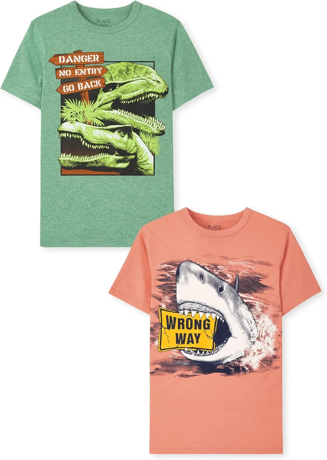 The Children's Place Boys' Dino Short Sleeve Graphic T-Shirts, Multipack