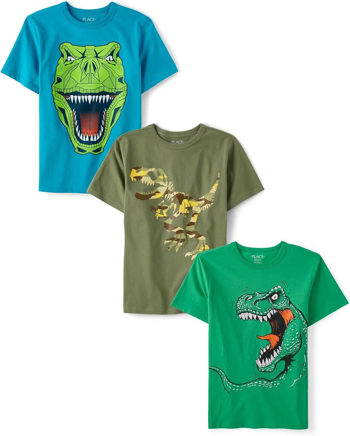 The Children's Place Boys' Dino Short Sleeve Graphic T-Shirts, Multipack