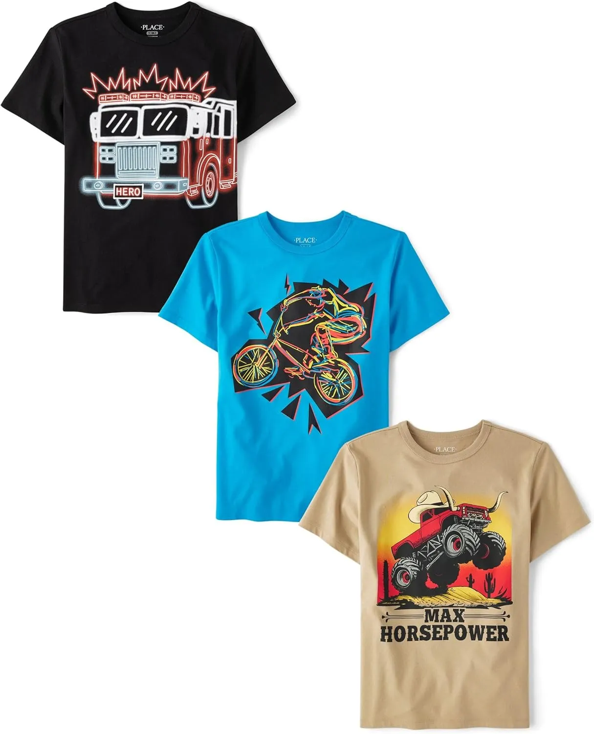 The Children's Place Boys' Vehicle Short Sleeve Graphic T-Shirts, Multipack