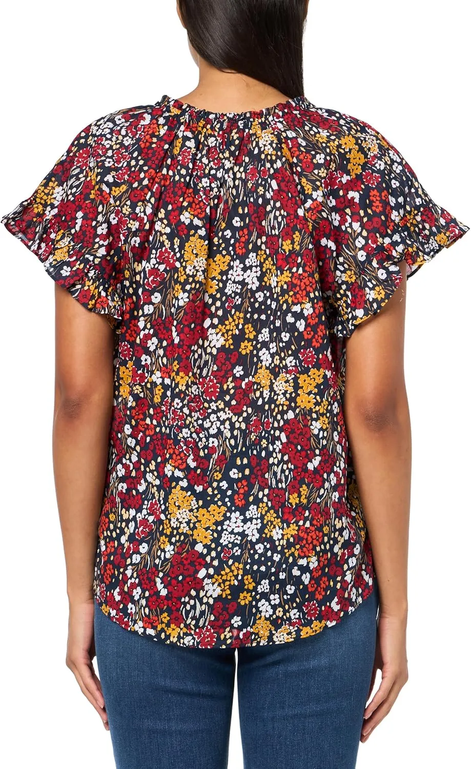Tommy Hilfiger Women's Ruffle Short Sleeve Blouse
