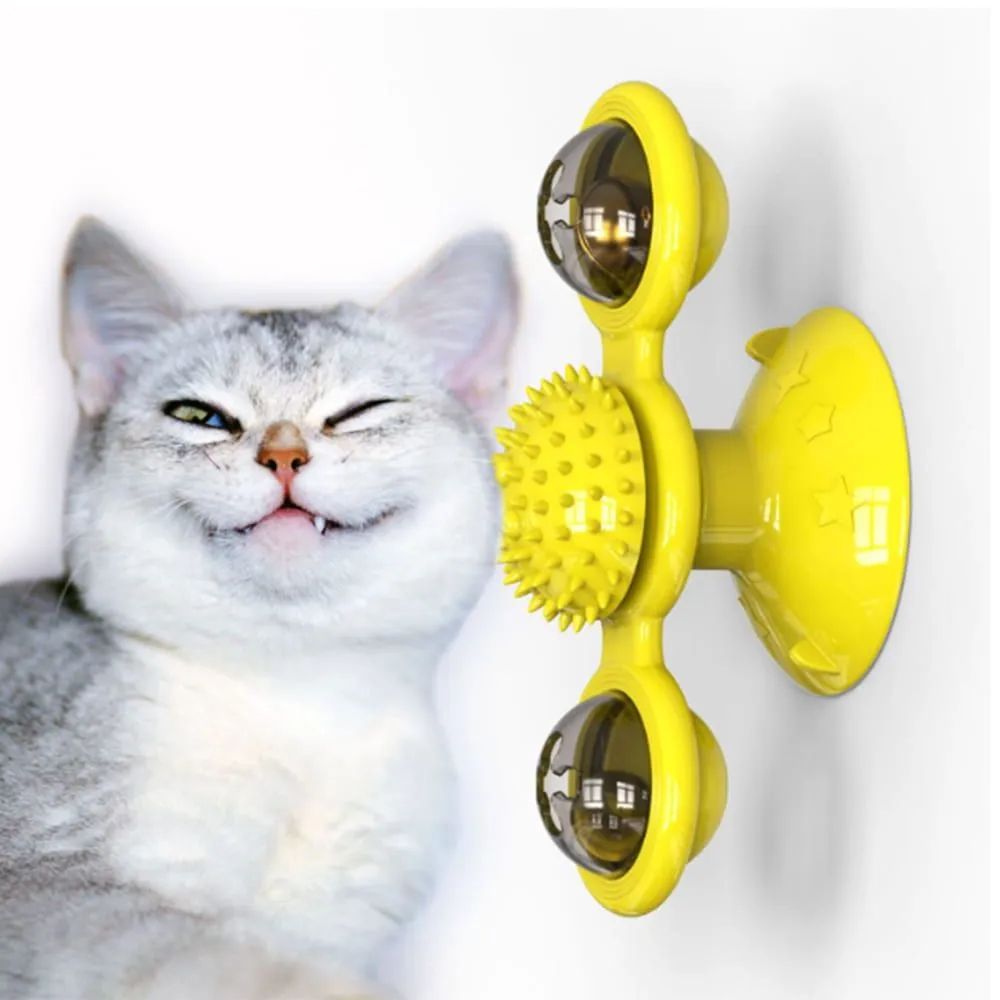Toys uncomfortable pet supplies sucker turntable tease stick rotating windmill small kitten toy self hi