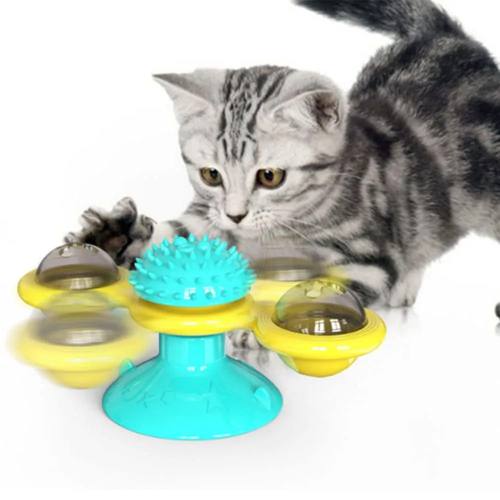Toys uncomfortable pet supplies sucker turntable tease stick rotating windmill small kitten toy self hi