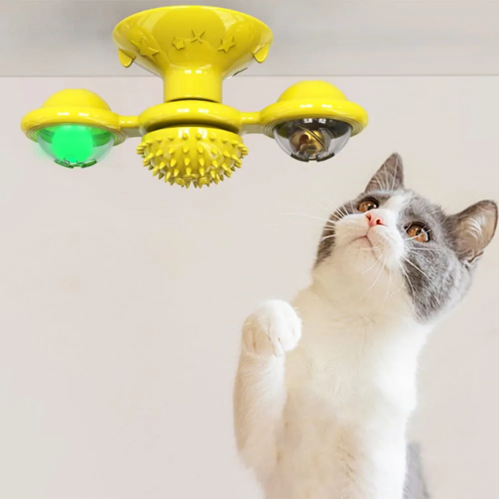 Toys uncomfortable pet supplies sucker turntable tease stick rotating windmill small kitten toy self hi