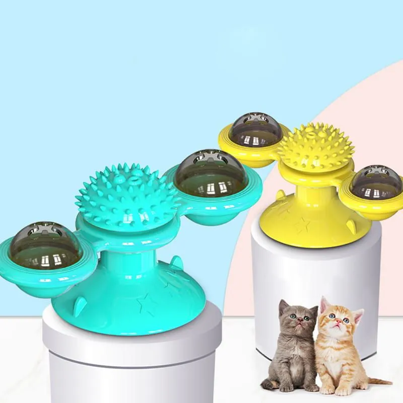 Toys uncomfortable pet supplies sucker turntable tease stick rotating windmill small kitten toy self hi