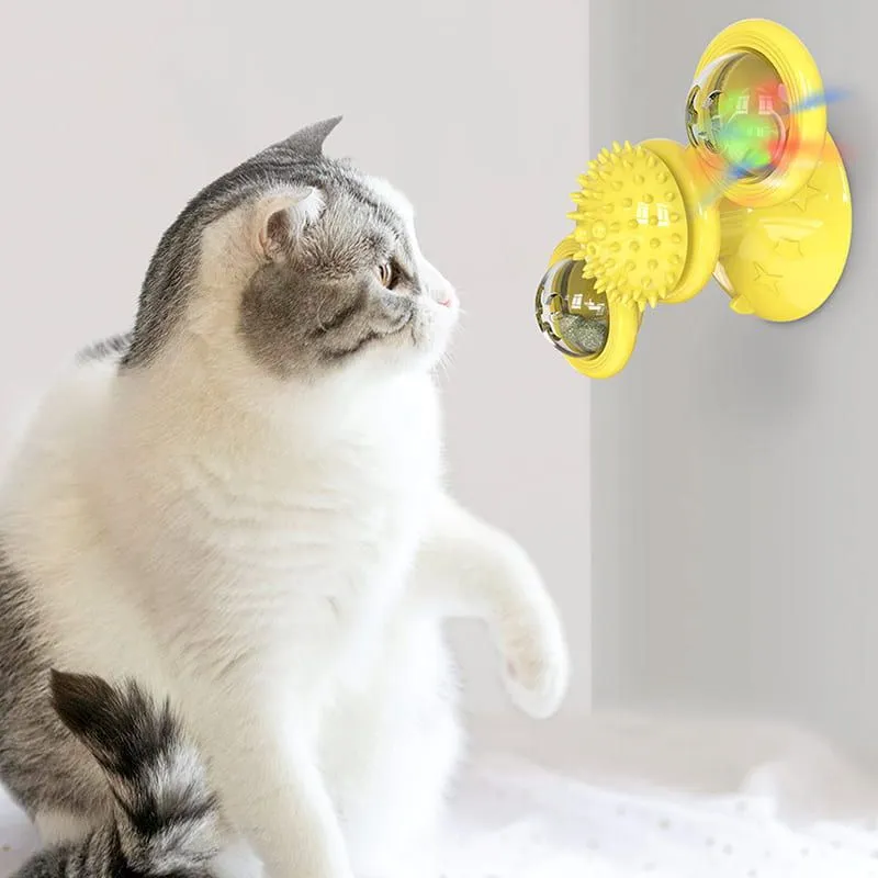 Toys uncomfortable pet supplies sucker turntable tease stick rotating windmill small kitten toy self hi