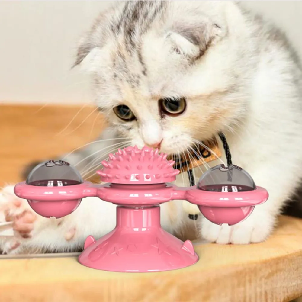 Toys uncomfortable pet supplies sucker turntable tease stick rotating windmill small kitten toy self hi