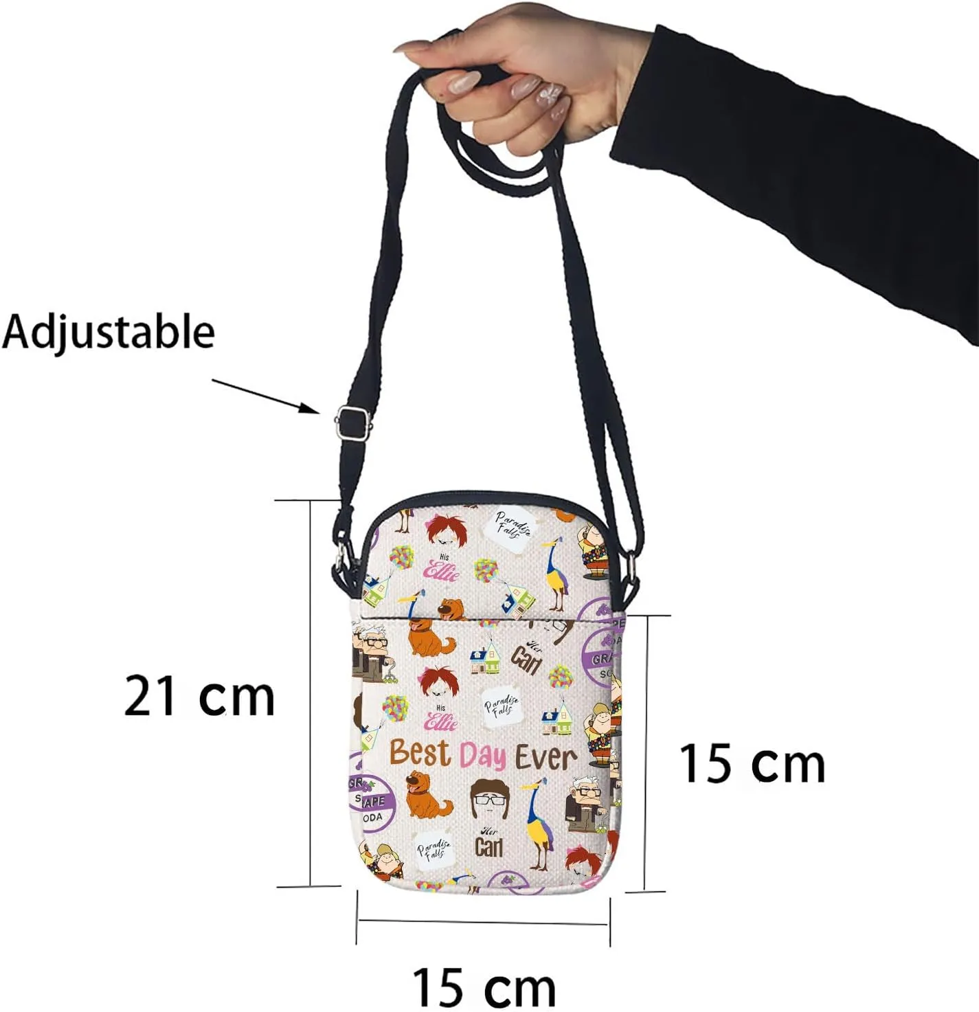 Up Movie Merchandise Up Movie Inspired Gift Best Day Ever Cosmetic Makeup Bag for Up Movie Lover (Crossbody bag)