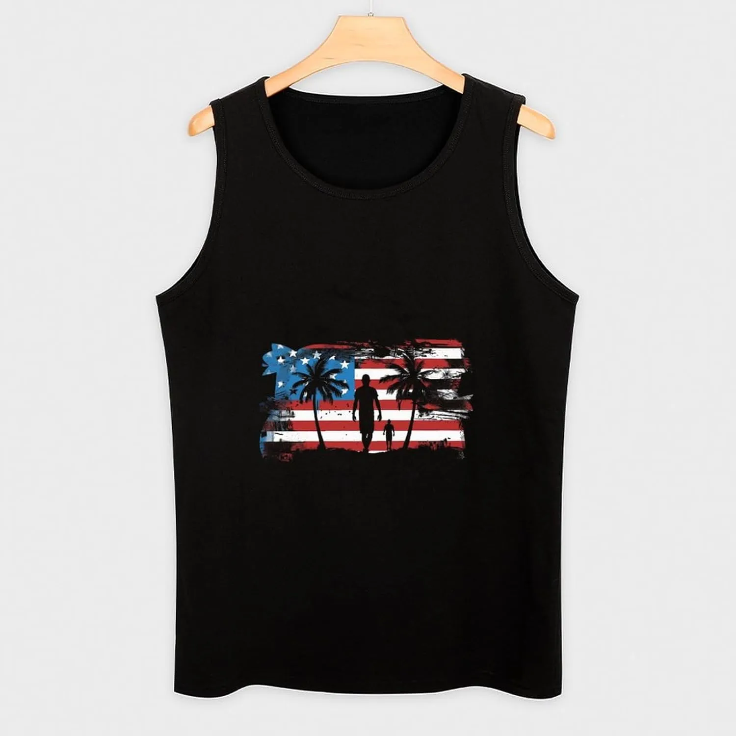 U.S. Flag Great Dad Mens Tank Top Cotton Undershirt Crewneck Sleeveless Shirt for Summer