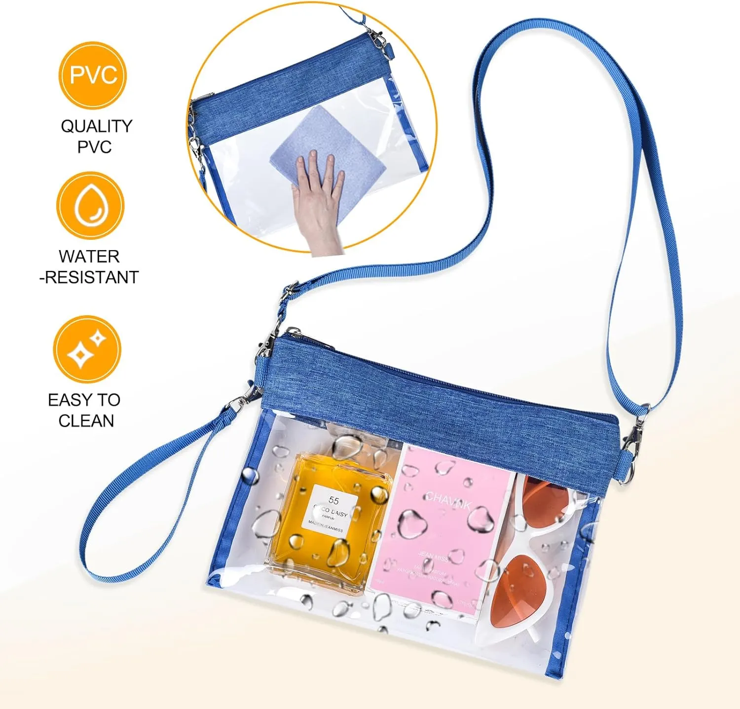 USPECLARE Clear Crossbody Purse Bag Stadium Approved Clear Tote Bag for Work Concert Sports