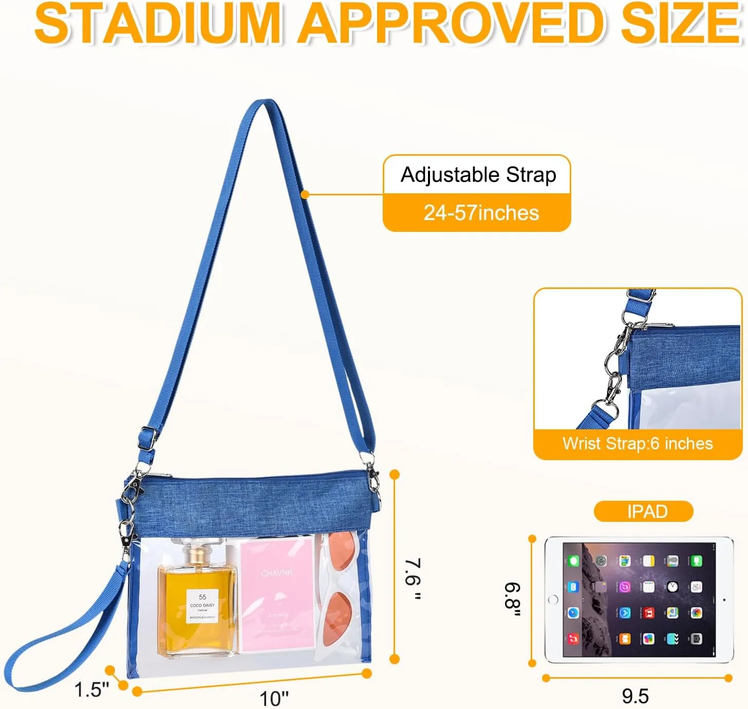 USPECLARE Clear Crossbody Purse Bag Stadium Approved Clear Tote Bag for Work Concert Sports