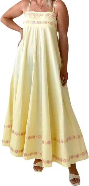 Women Boho Floral Sleeveless Smocked Maxi Dress Square Neck Spaghetti Strap Flowy Swing A Line Sundress