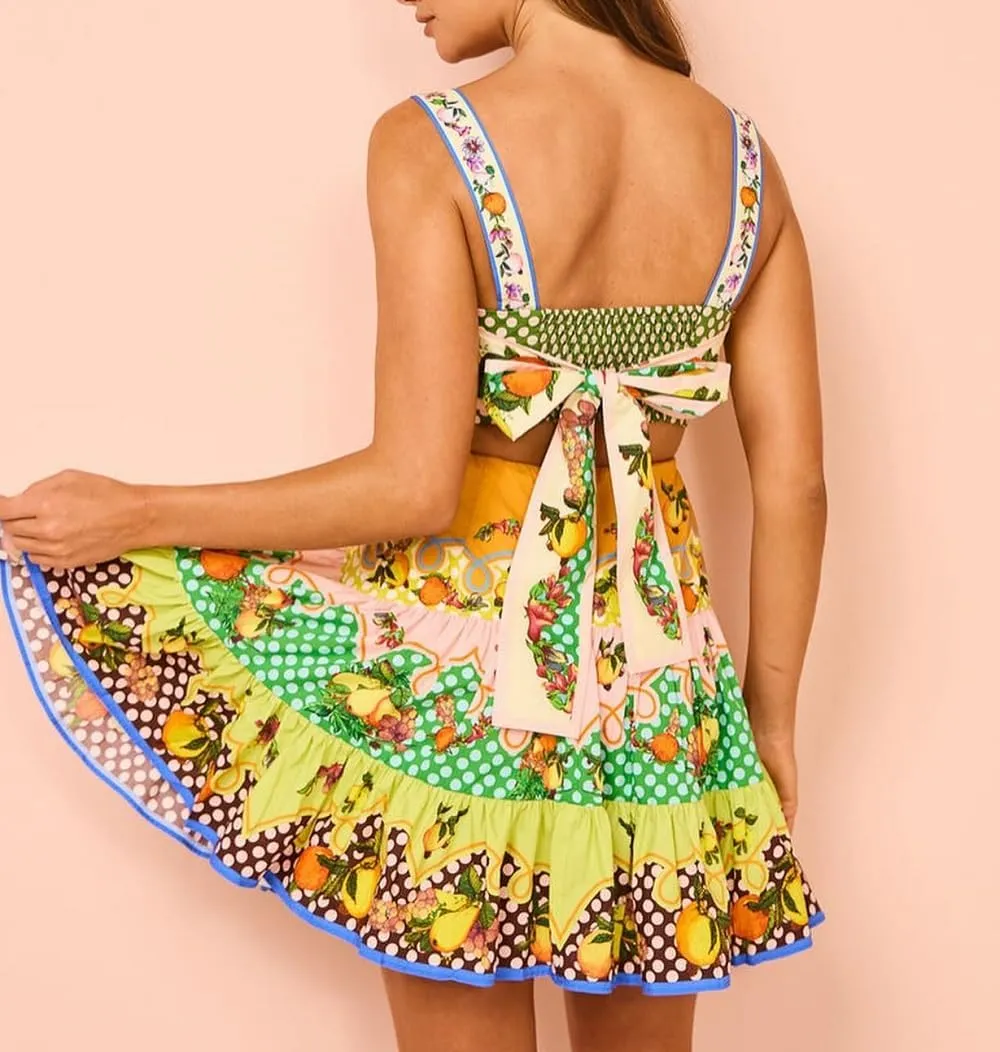 Women Graphic Mini Cami Dress Spaghetti Strap Floral Boho Short Dress Flowy Sundress Summer Holiday Beach Dress