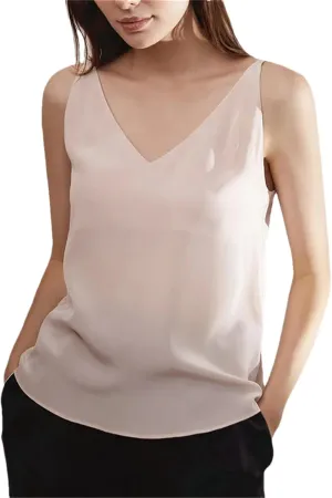 Women Loose Fit Silk Camisole Tank Summer Sleeveless V-Neck Silk Satin Sling Vest Top