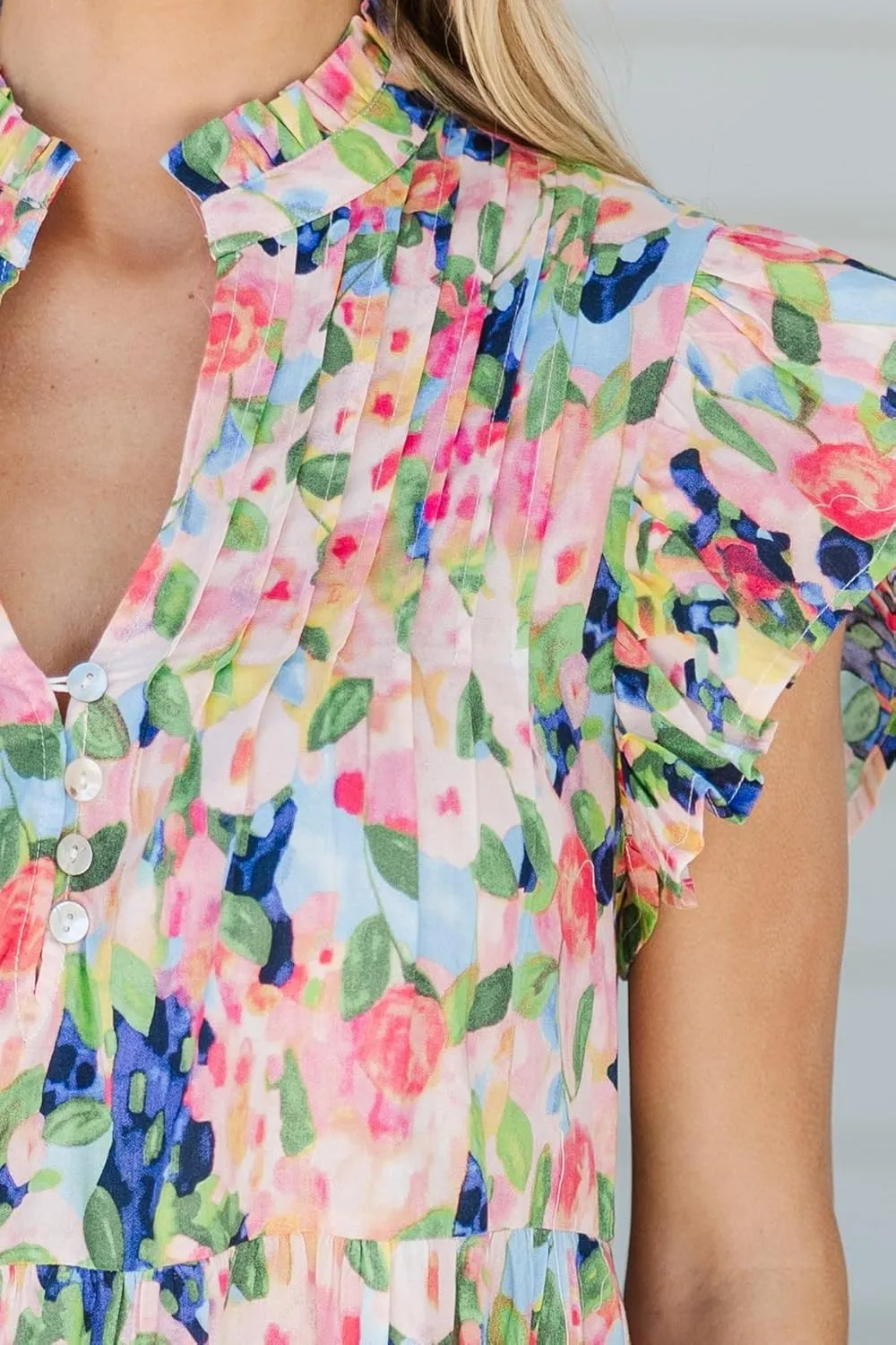 Women Patchwork Dress Y2k Floral Puff Short Sleeve Maxi Dress Summer Boho Smocked Tiered Ruffle Beach Sundress
