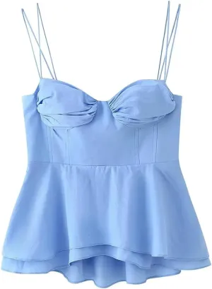 Women Sleeveless Crop Camisole Spaghetti Straps Backless Short Tops Casual Solid Short Corsets Vest
